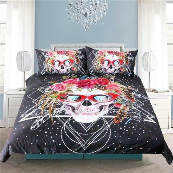 Cool Sugar Skull Duvet Cover and Pillowcase Set Bedding Set